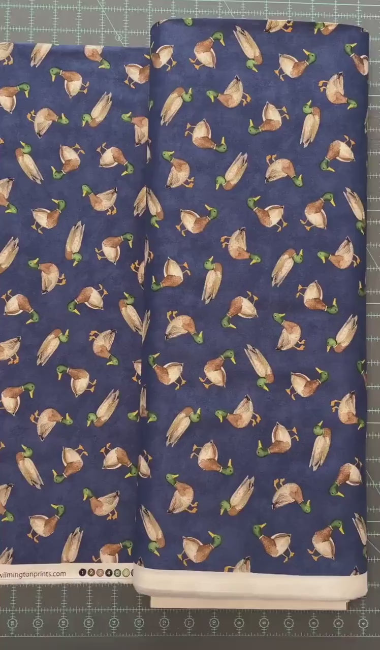 Mallard Toss Navy - Wilmington Prints - Lakefront Collection - 100% Cotton Fabric
