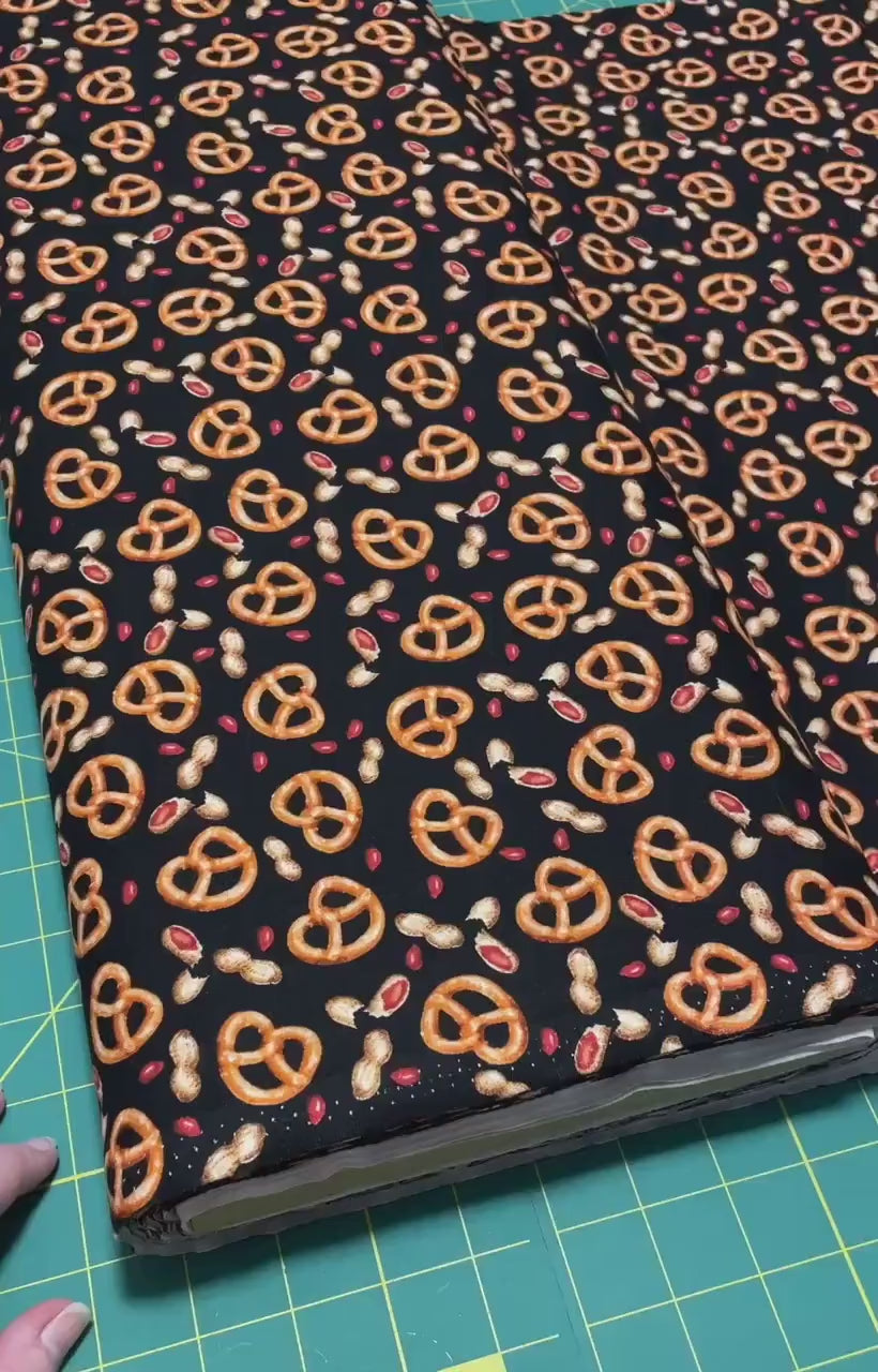 Snack Fabric - Pretzels and Peanuts fabric - Henry Glass Game Night  - 100% Cotton - Food fabric by the yard Bar food - SHIPS NEXT Day