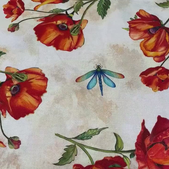 Packed Poppies on Cream Fabric - Northcott - Charisma Collection
