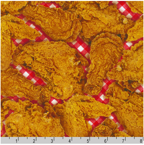 Fried Chicken Fabric - Feast Mode Collection - Robert Kaufman - 100% Cotton - Picnic Food Fabric