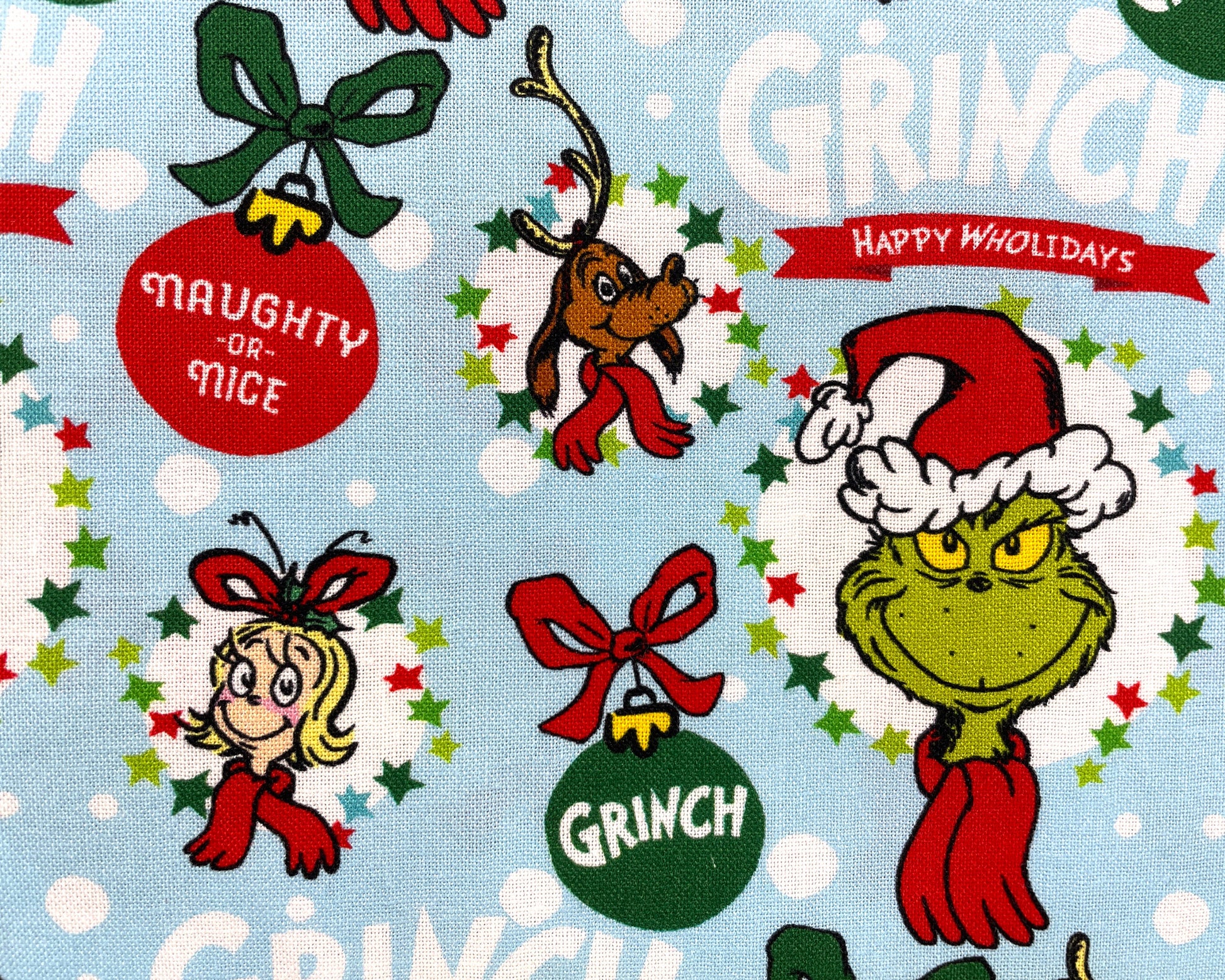 Robert Kaufman Grinch Fabric - Naughty or Nice Dr. Seuss - How the Grinch Stole Christmas - 100% cotton - Christmas Fabric - SHIPS NEXT DAY
