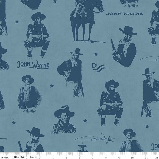 John Wayne Fabric - Silhouettes Blue - Riley Blake - 100% Cotton Fabric - Out of Print - SHIPS NEXT DAY
