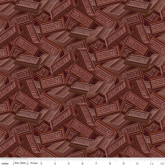 Chocolate Bars - Celebrate with Hershey's by Riley Blake - 100% Cotton Fabric - food theme chocolate print candy material - Ships Tomorrow