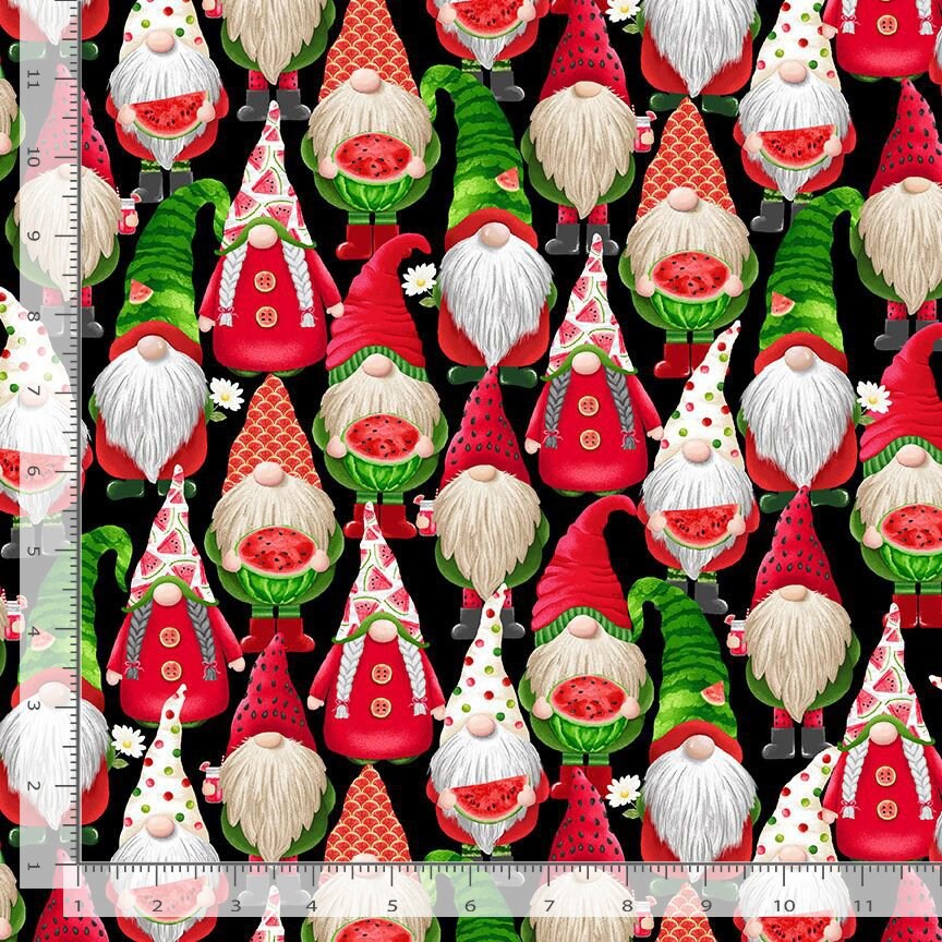 Gnome fabric by the yard - Watermelon Gnome Fabric - Life's a picnic - Timeless Treasures - 100% Cotton Fabric - Ships NEXT DAY