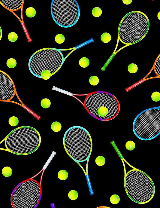 Tennis Fabric by the yard - 100% Cotton Fabric - Timeless Treasures - Tennis Lover Gift Tennis Gear Sports theme material - Ships NEXT DAY