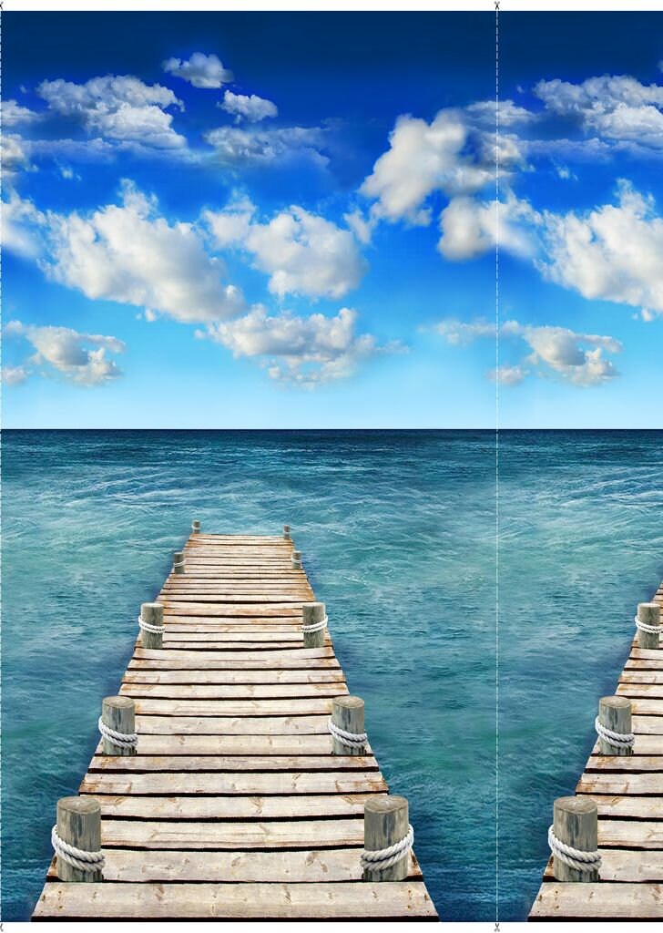 Ocean Fabric Panel 23" x 44" - Scenic Sea Boardwalk - Take Me Away - Timeless Treasures - 100% Cotton fabric - Lake panel - SHIPS NEXT DAY