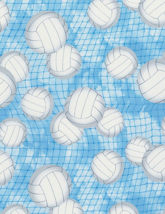 Volleyball - 100% Cotton Fabric from Timeless Treasures - Volleyballs and Net fabric Sports fabric Volleyball material - Ships NEXT DAY