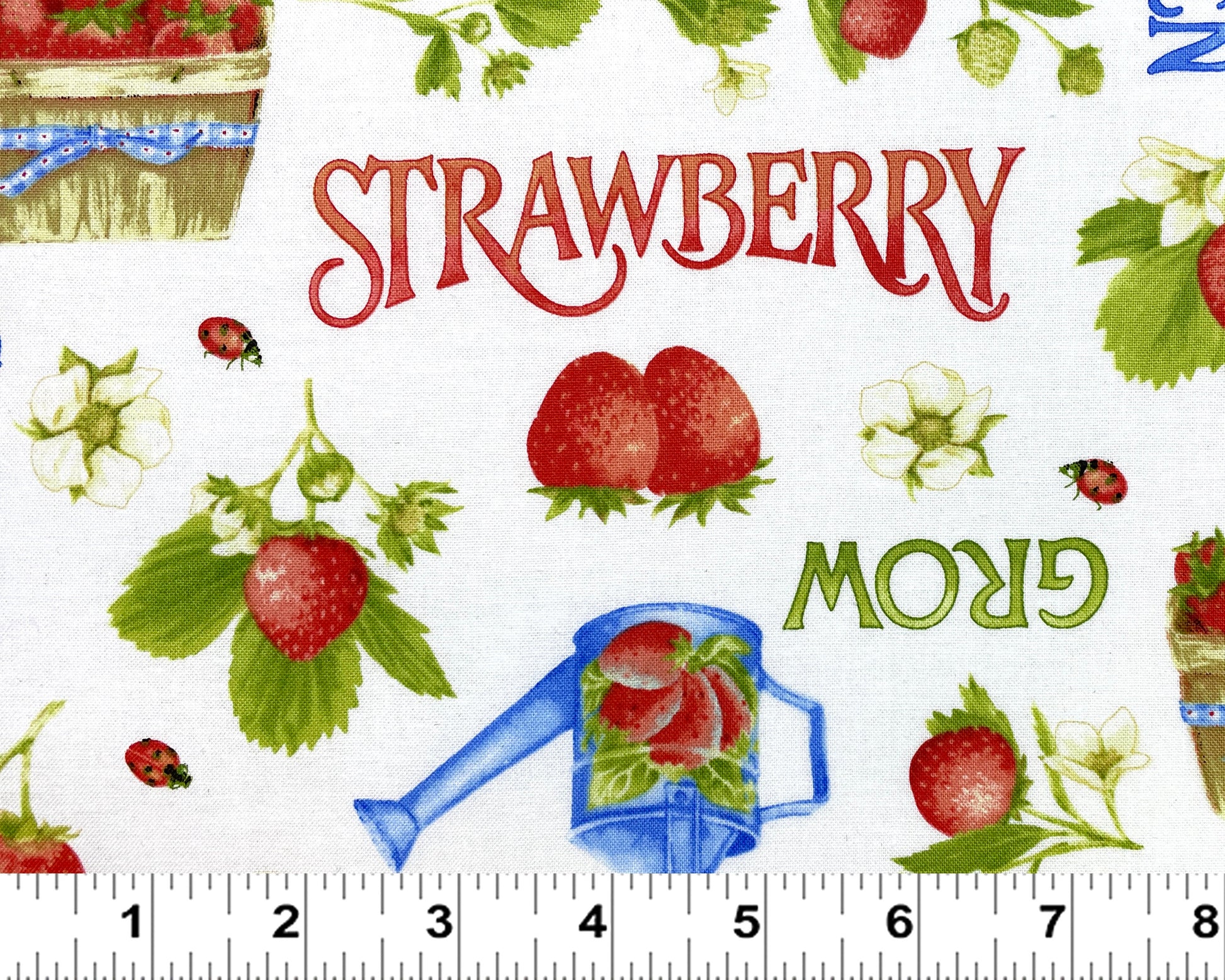 Strawberry Garden Fabric - Henry Glass - 100% Cotton - Fruit theme farmhouse print berry material food quilting cotton - Ships NEXT DAY