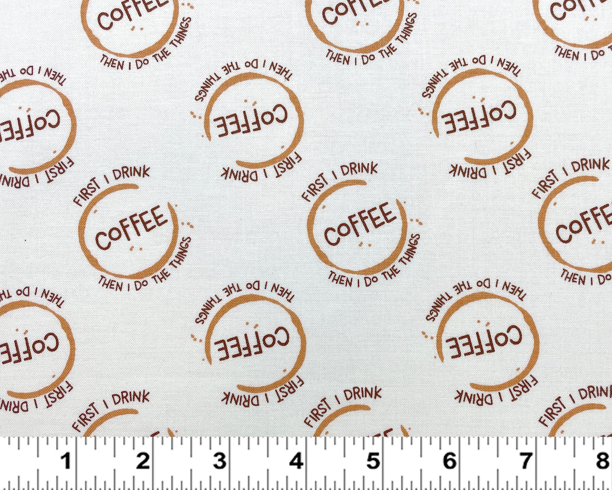 Coffee fabric by the yard - White But First Coffee - 100% Cotton - Camelot - coffee bean material funny fabric theme - Ships NEXT DAY