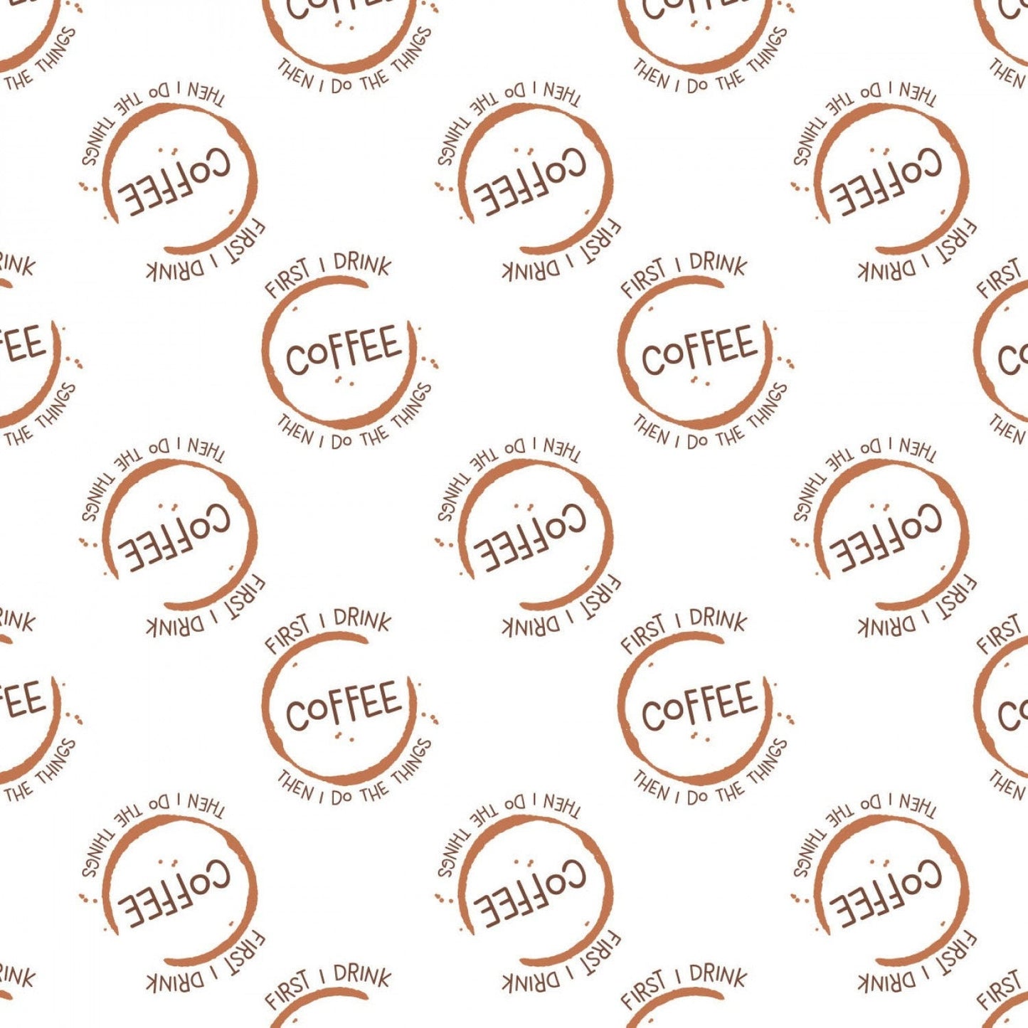 Coffee fabric by the yard - White But First Coffee - 100% Cotton - Camelot - coffee bean material funny fabric theme - Ships NEXT DAY