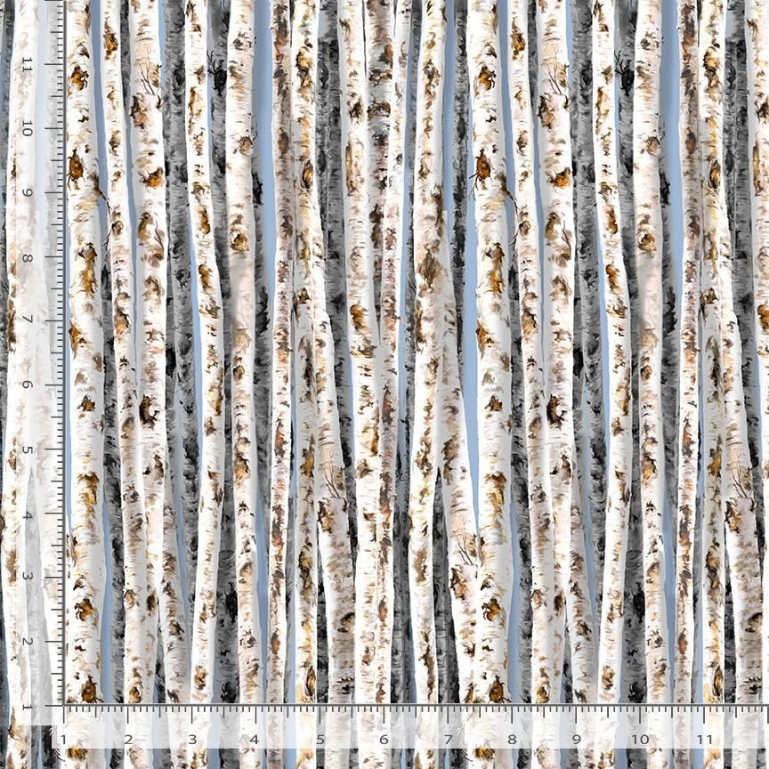 Birch Trees on Blue Sky - Camp Life Collection - 100% Cotton Fabric by Dona Gelsinger for Timeless Treasures - Ships NEXT DAY