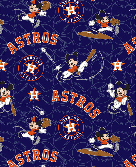Houston Astros fabric - MLB Astros and Mickey Baseball Disney Mashup - 100% Cotton Fabric - Houston Sports Texas Baseball - SHIPS NEXT day