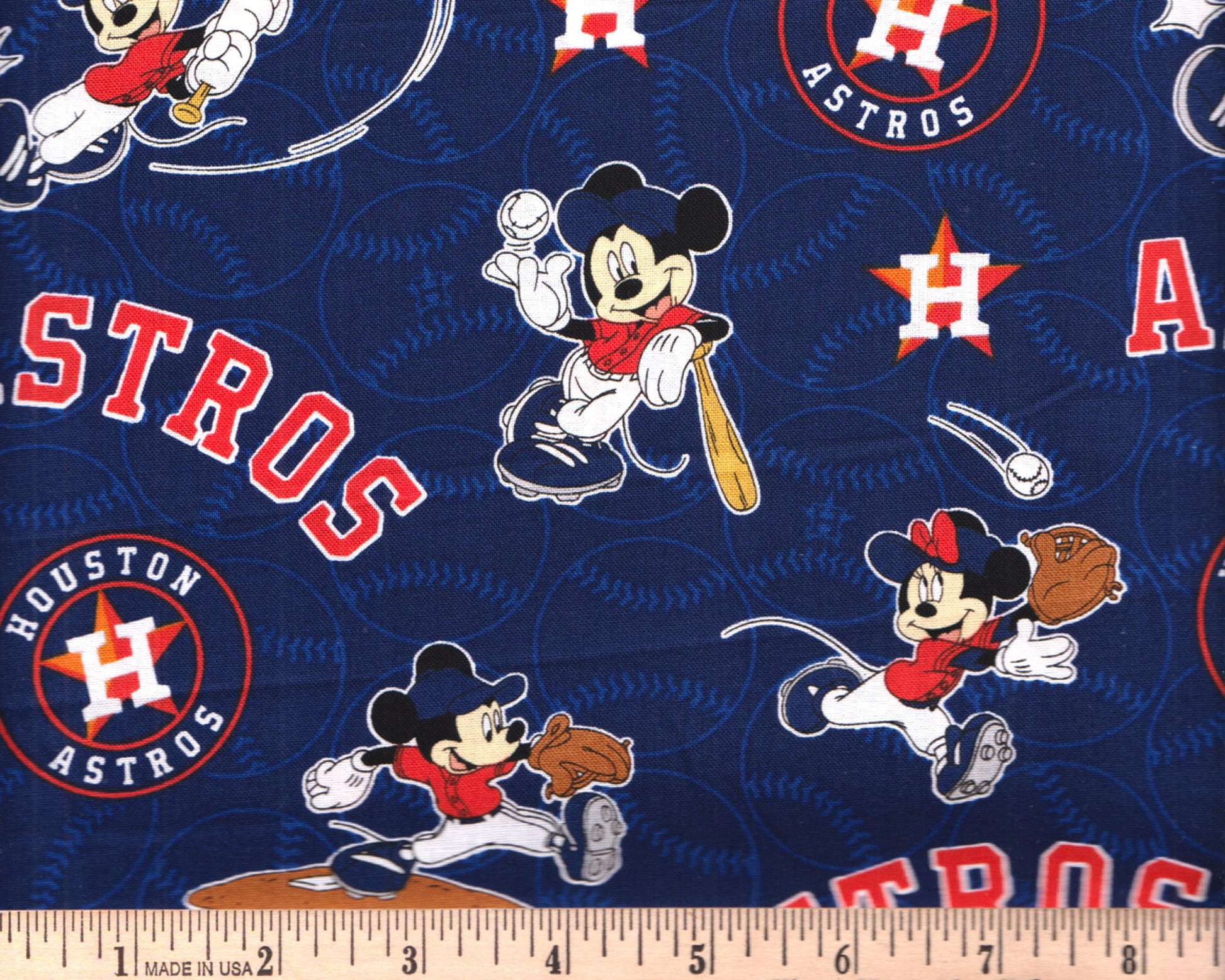 Houston Astros fabric - MLB Astros and Mickey Baseball Disney Mashup - 100% Cotton Fabric - Houston Sports Texas Baseball - SHIPS NEXT day