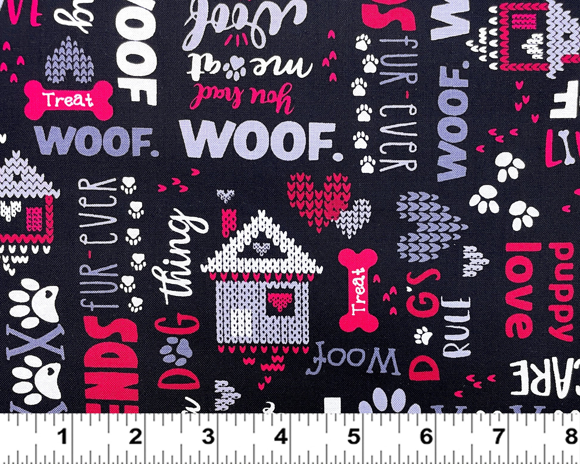 Dog Fabric - Live, Love, Woof Black from Benartex 100% Cotton Fabric