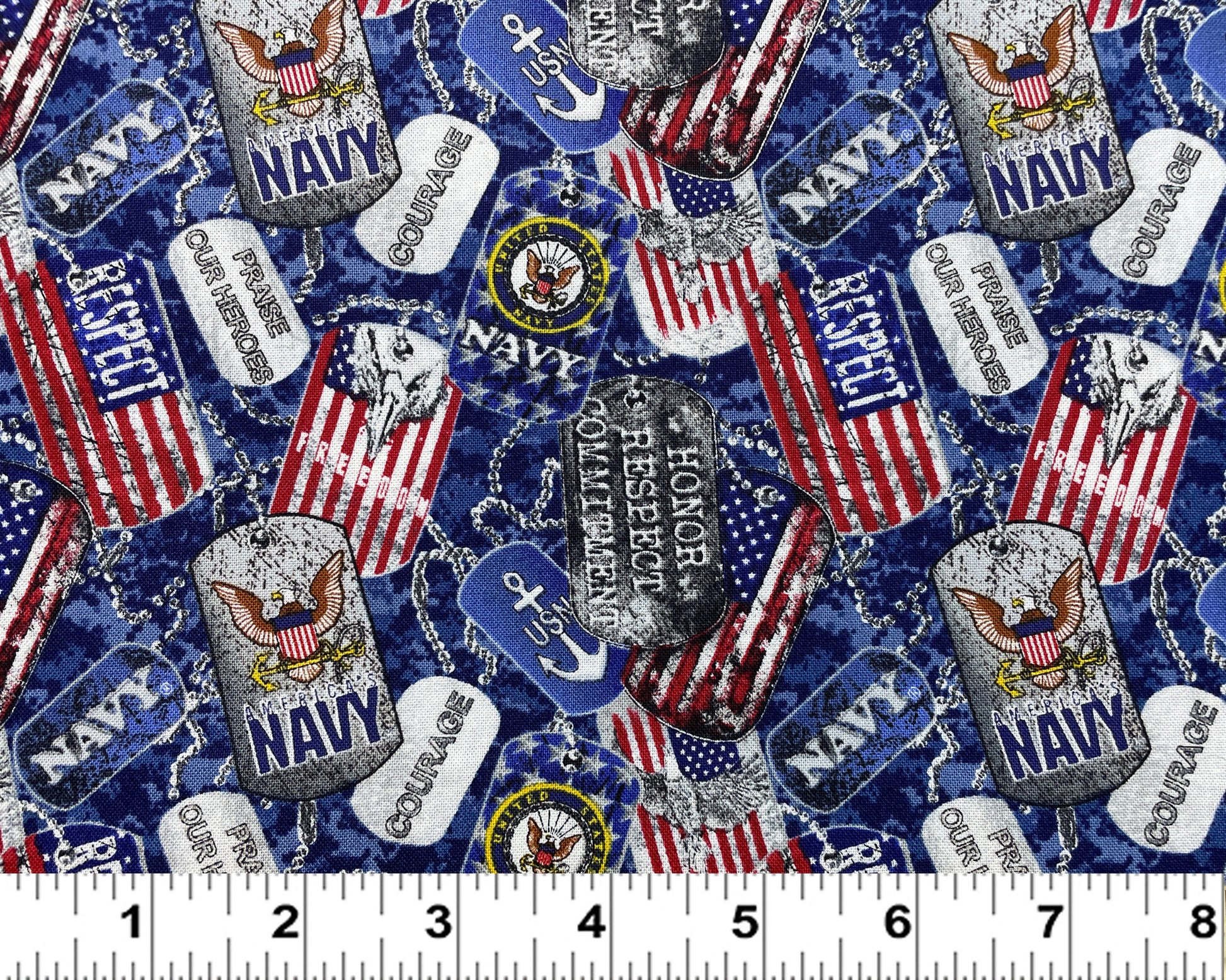 New! US Navy fabric - U.S. Military - by Sykel - 100% Cotton Fabric - Ships Next Day