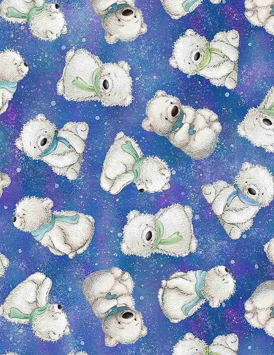 Polar Bear Fabric - Arctic Nights - Timeless Treasures - 100% Cotton - Winter Snow fabric - Animal Fabric - Discontinued - Ships NEXT DAY