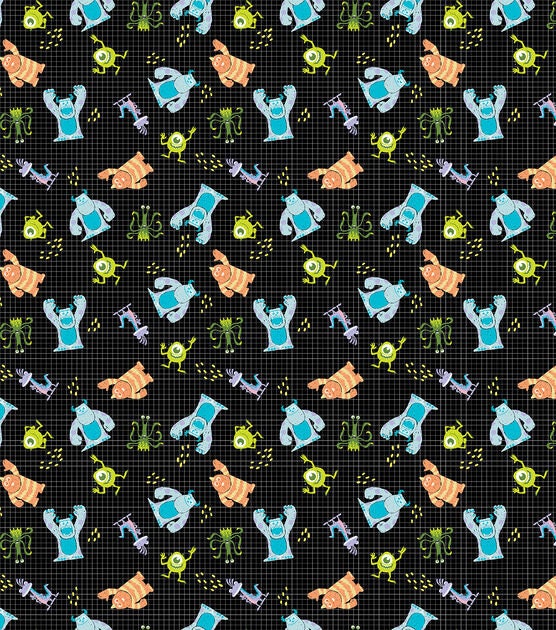 Monsters Inc Movie Fabric - Grid - 100% cotton fabric - Disney fabric monster material monster theme room cartoon print - SHIPS NEXT DAY