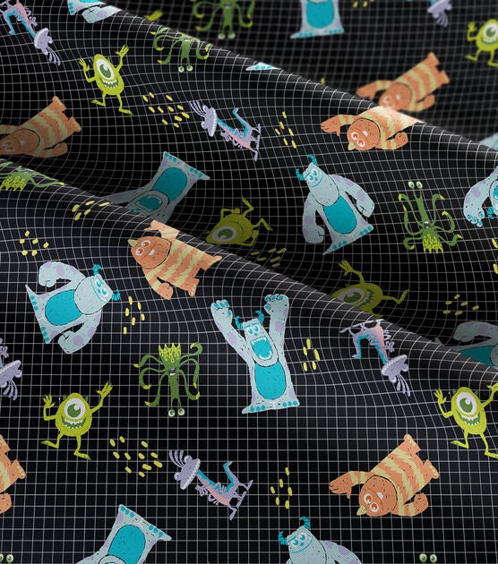 Monsters Inc Movie Fabric - Grid - 100% cotton fabric - Disney fabric monster material monster theme room cartoon print - SHIPS NEXT DAY