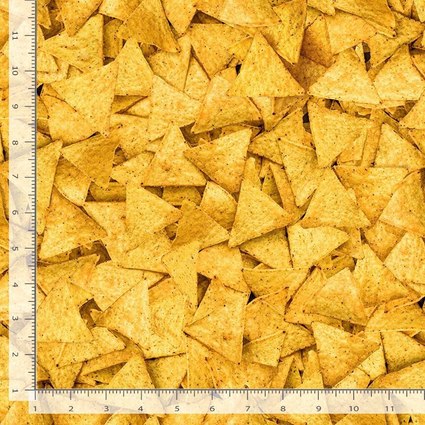 Nacho Chip Fabric by Timeless Treasures - In Queso Emergency collection - 100% Cotton Fabric - Food theme Snack material - Ships NEXT DAY