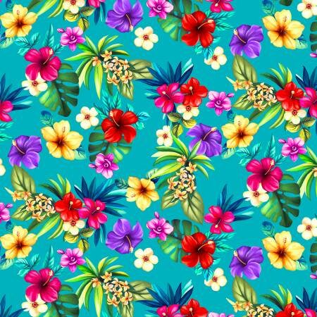 Hawaiian shirt material - Beach fabric - Let's Get Tropical by Michael Miller - 100% Cotton Fabric - Pool Party Luau Floral - Ships NEXT DAY