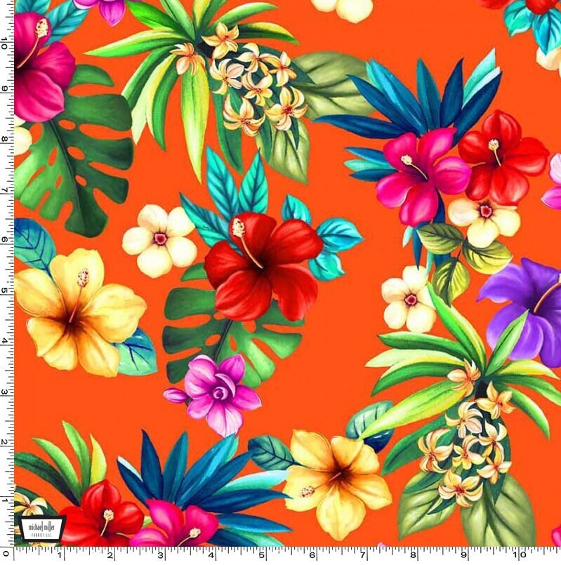 Hawaiian shirt material - Beach fabric - Let's Get Tropical by Michael Miller - 100% Cotton Fabric - Pool Party Luau Floral - Ships NEXT DAY