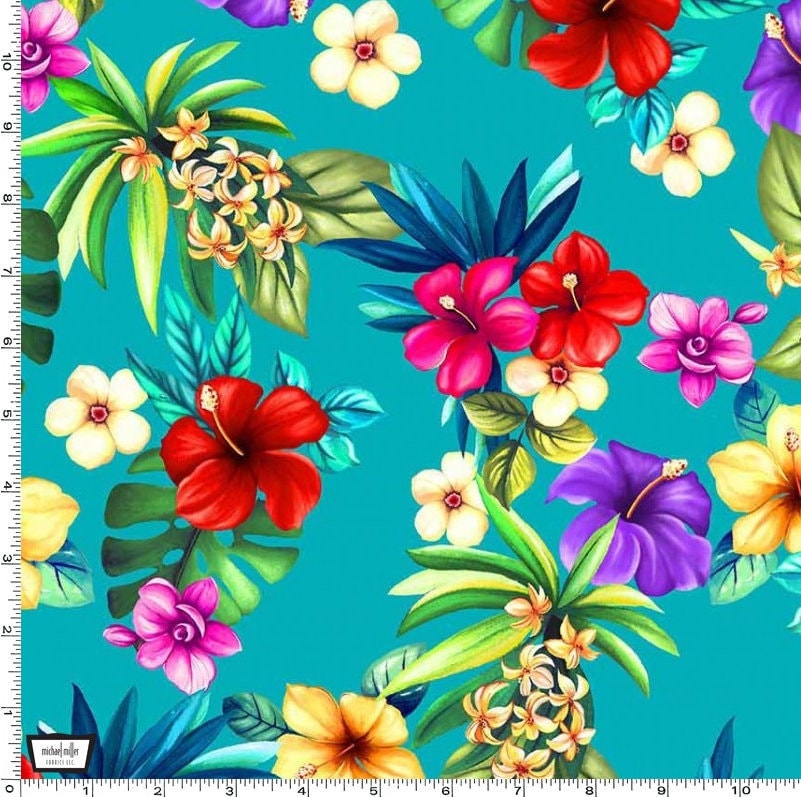 Hawaiian shirt material - Beach fabric - Let's Get Tropical by Michael Miller - 100% Cotton Fabric - Pool Party Luau Floral - Ships NEXT DAY