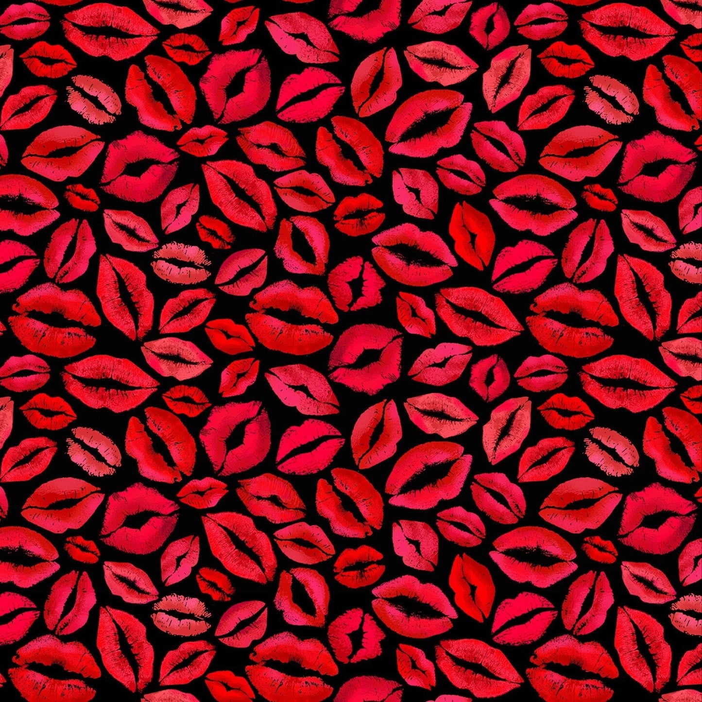 Red Lips and Kisses Fabric by the yard - Timeless Treasures - 100% Cotton Fabric - love theme novelty fabric - Ships NEXT DAY