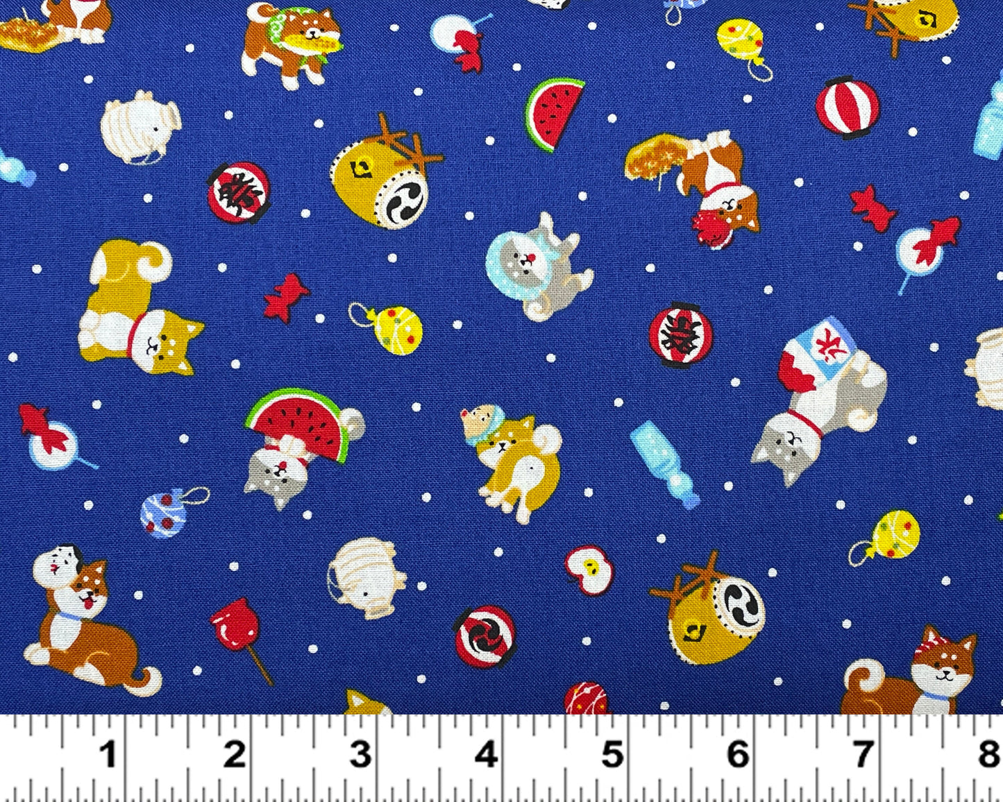 Shiba Inu - Dog Fabric by the yard - Japanese fabric - 100% cotton - By Cosmo - Printed in Japan - Asian theme material - SHIPS NEXT DAY