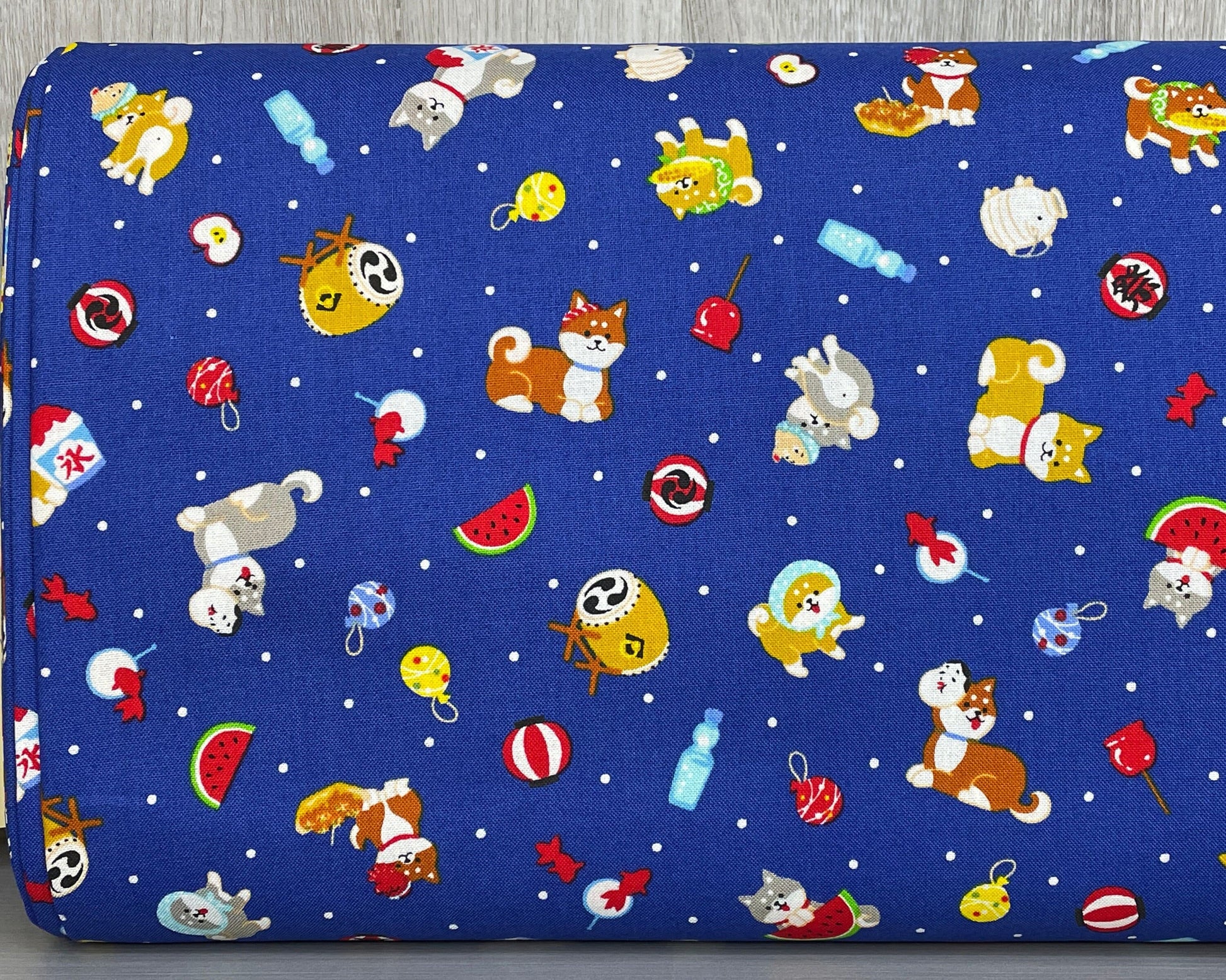 Shiba Inu - Dog Fabric by the yard - Japanese fabric - 100% cotton - By Cosmo - Printed in Japan - Asian theme material - SHIPS NEXT DAY