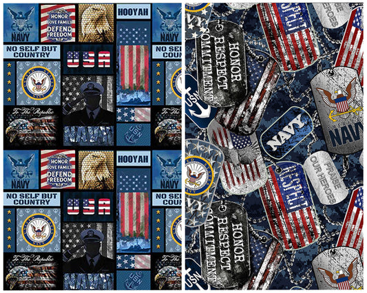New! US Navy fabric - U.S. Military - by Sykel - 100% Cotton Fabric - Ships Next Day