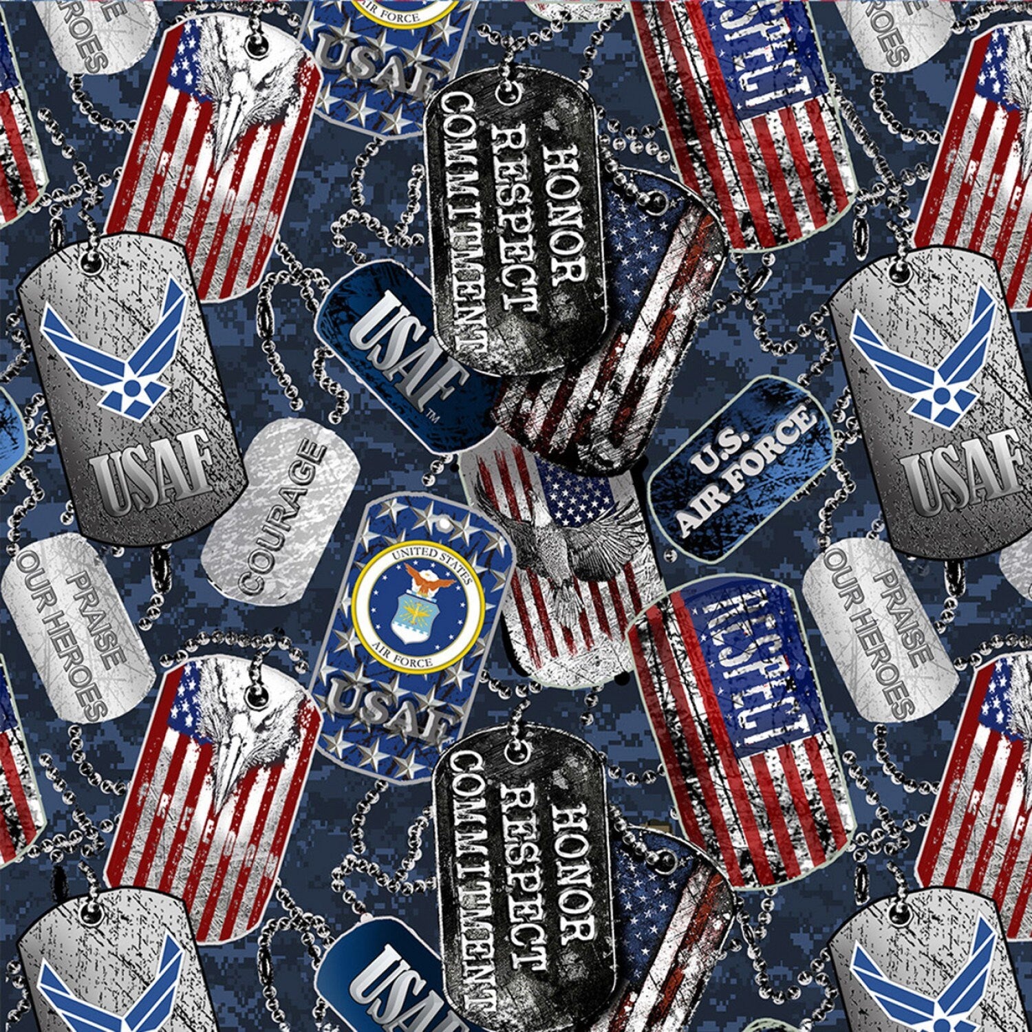 New! US Air Force - U.S. Military - USAF - Sykel - 100% Cotton Fabric - Ships NEXT day