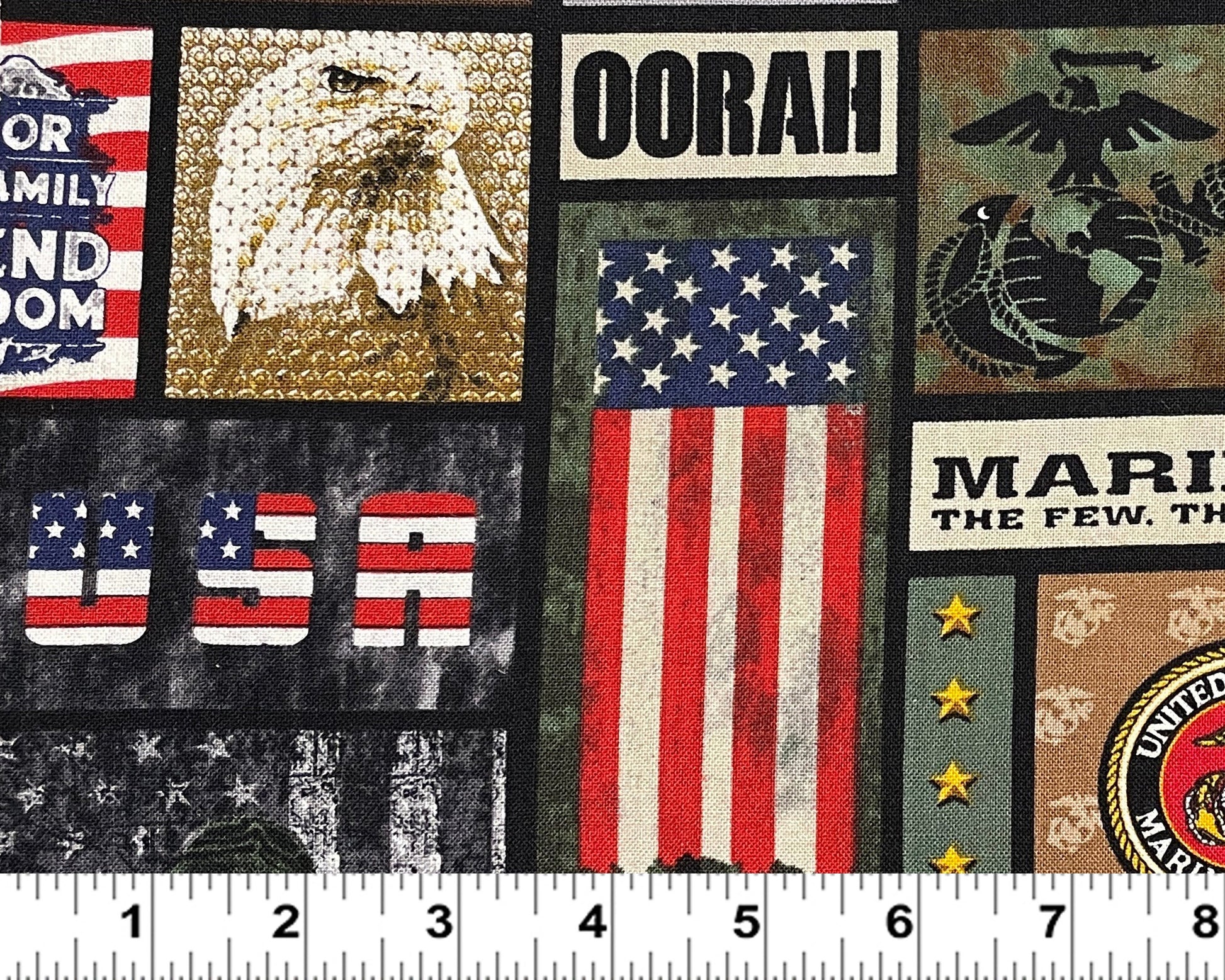 New! US Marines fabric - U.S. Military - Ships Next Day - Marines dog tags from Sykel, 100% Cotton Fabric, USMC US Marines