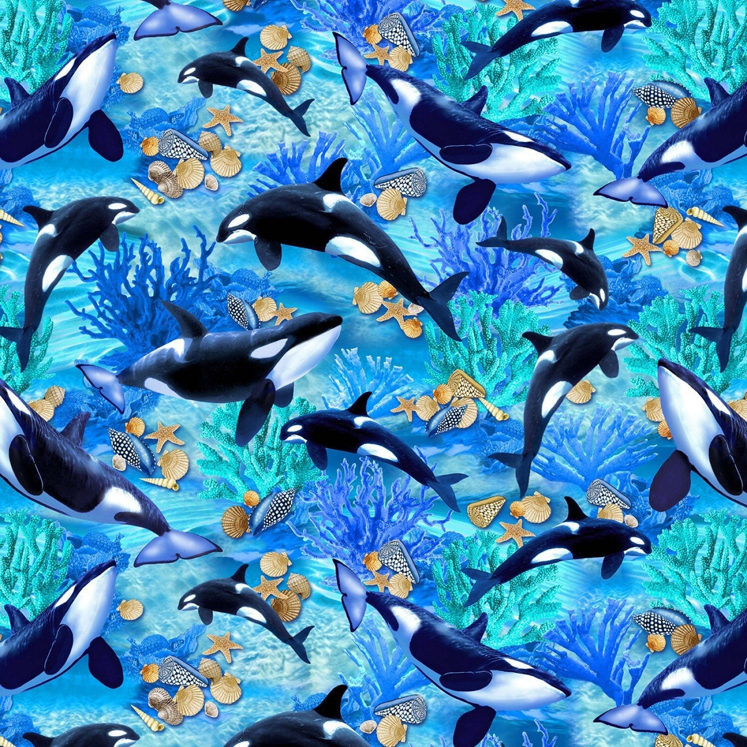 Orca Whale Fabric - Happy Orca - Jewels of the Sea – Sew Bad It's Good ...