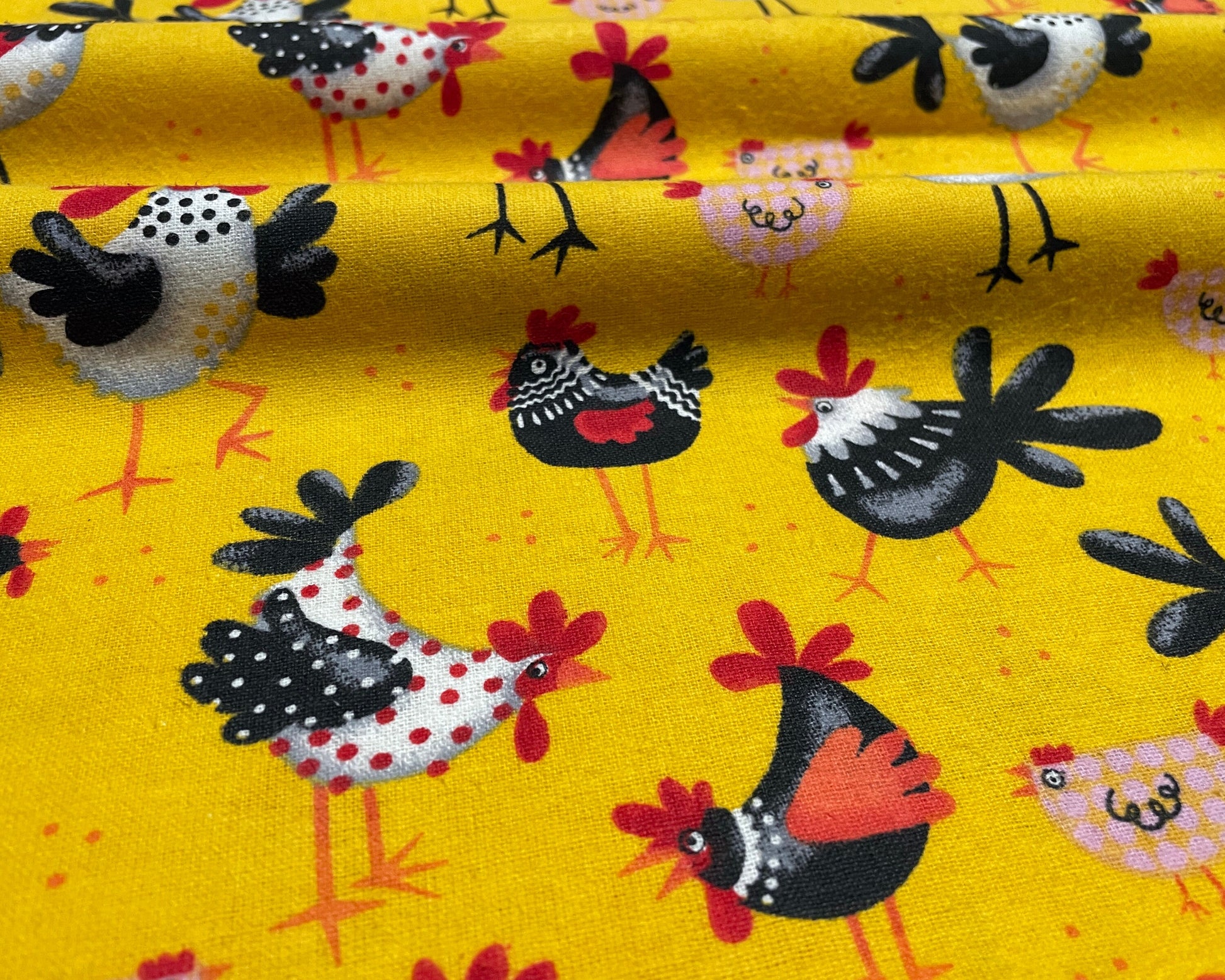 Chicken FLANNEL Fabric - Oasis Fabrics - 100% Cotton Fabric - Yellow Chickens Farm Animals Kitchen Decor Chicken Theme - Ships NEXT DAY