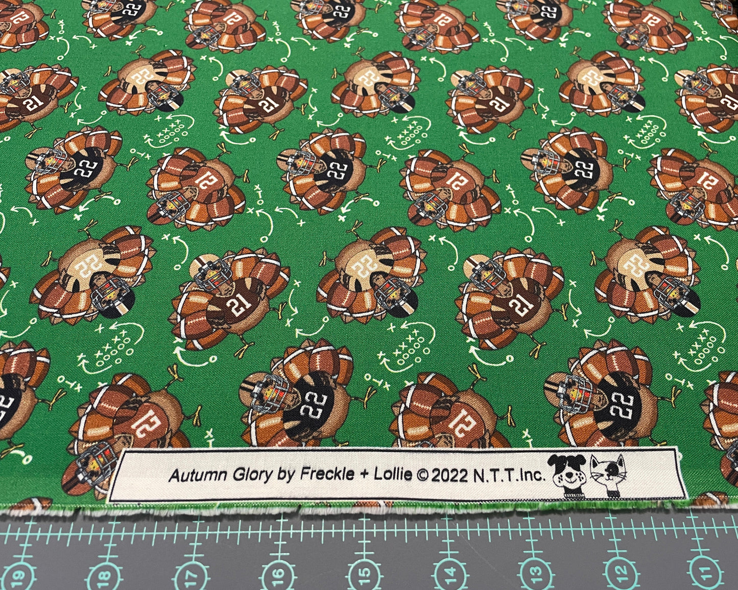 Thanksgiving football fabric - Team Turkey - 100% Cotton material by Freckle & Lollie - Thanksgiving material - Ships NEXT DAY