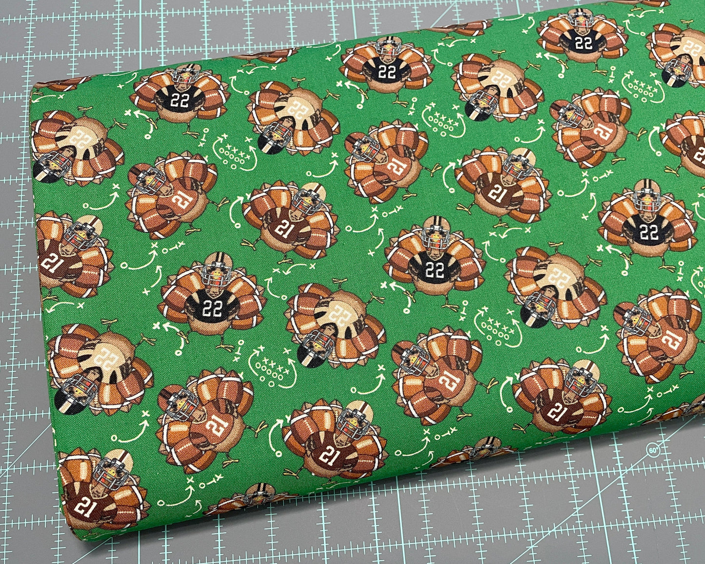 Thanksgiving football fabric - Team Turkey - 100% Cotton material by Freckle & Lollie - Thanksgiving material - Ships NEXT DAY