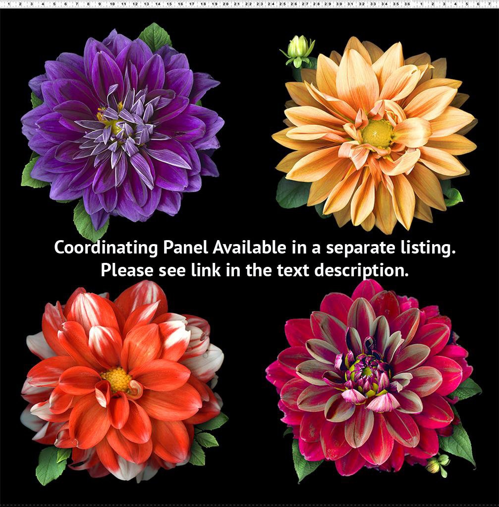 Dahlia Floral Fabric - 100% Cotton - Tina's Garden Collection for Clothworks - digital flower fabric quilting material - Ships NEXT DAY