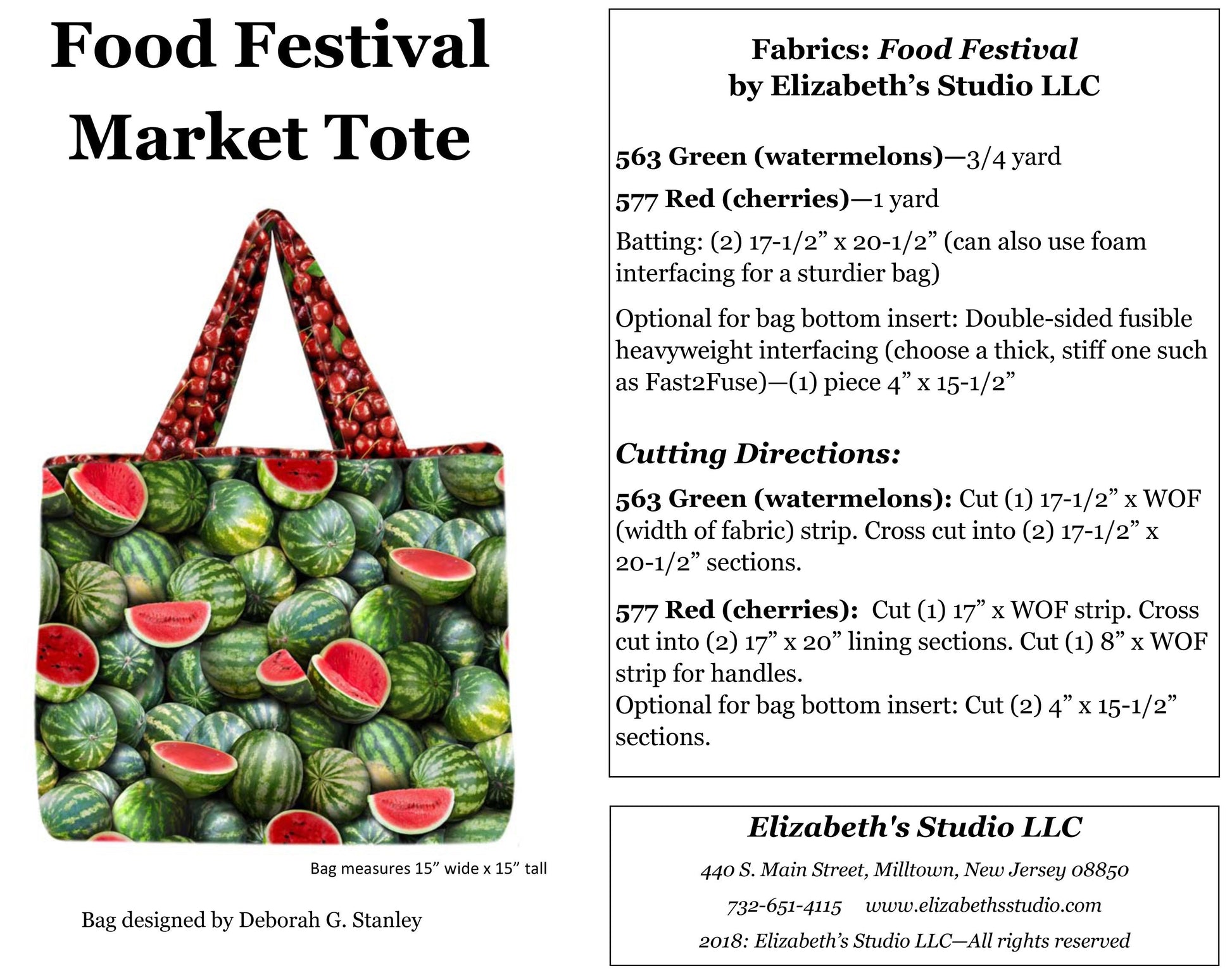 Watermelon Fabric - Food Festival collection - Elizabeth's Studio - 100% Cotton - Fruit Material Food Theme Picnic July 4th - Ships NEXT DAY