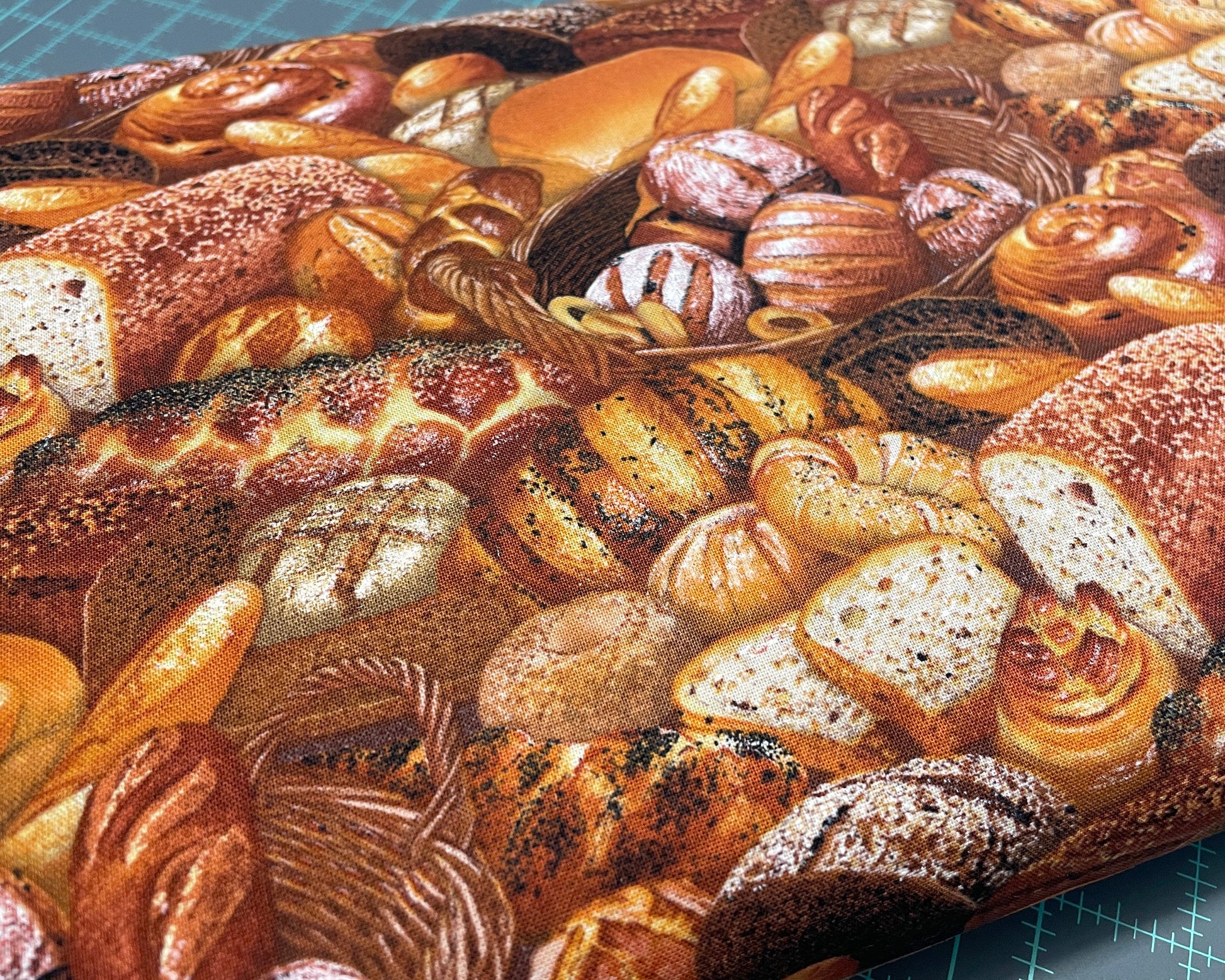 Bread Fabric - Food Festival collection by Elizabeth Studios - 100% Cotton Fabric - Food theme Baking Bread Loaf Kitchen - Ships NEXT DAY