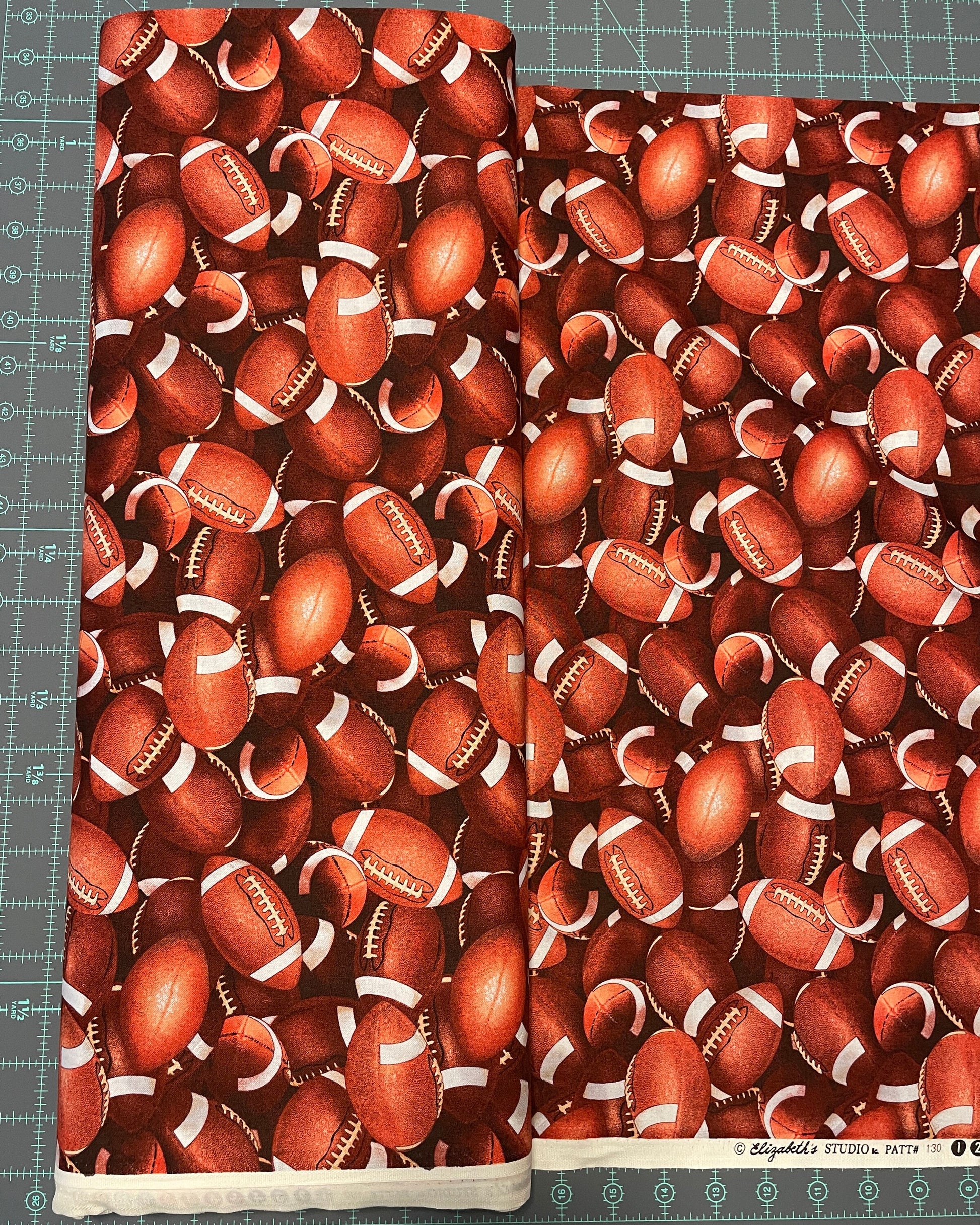 Football fabric by the yard - 100% Cotton - Elizabeth's Studio - Game Day Sports Fabric Realistic Footballs Team Sports - SHIPS NEXT DAY