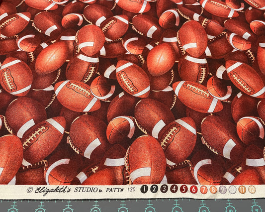 Football fabric by the yard - 100% Cotton - Elizabeth's Studio - Game Day Sports Fabric Realistic Footballs Team Sports - SHIPS NEXT DAY