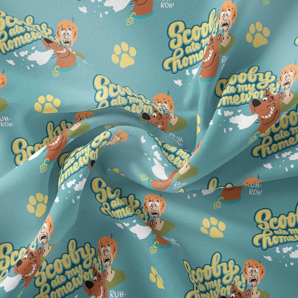 Scooby Doo Fabric - Homework - School Spirit Collection - 100% cotton - Camelot Fabrics - School fabric -Cartoon Dog - Ships NEXT DAY