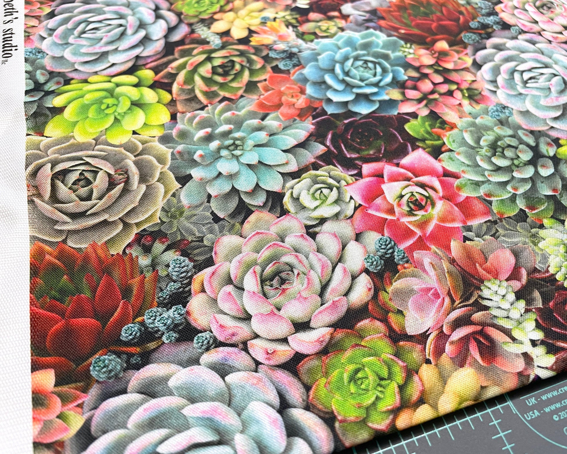 Succulent fabric by the yard - Elizabeth's Studio - 100% cotton - Succulent charm plant fabric plant material houseplants - SHIPS NEXT DAY