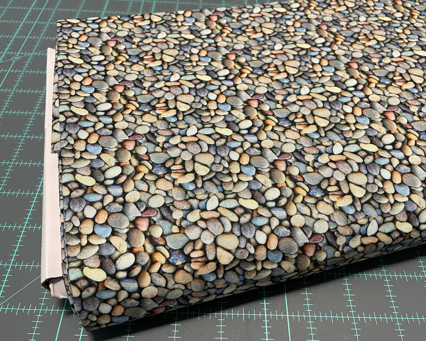 Stone fabric by the yard - Gold - Landscape Medley - Elizabeth's Studio - 100% Cotton - skipping stones beach rocks - SHIPS NEXT DAY