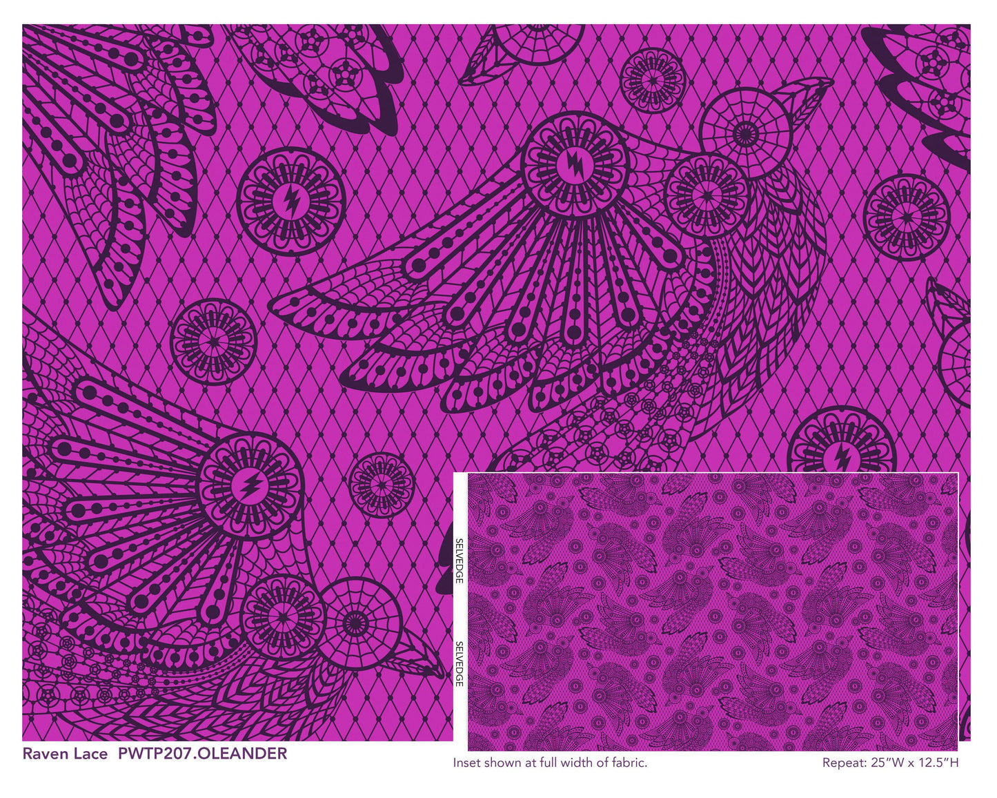 Tula Pink Nightshade Deja Vu - Raven Lace - 100% Cotton Fabric - FreeSpirit Fabrics - Ships TOMORROW