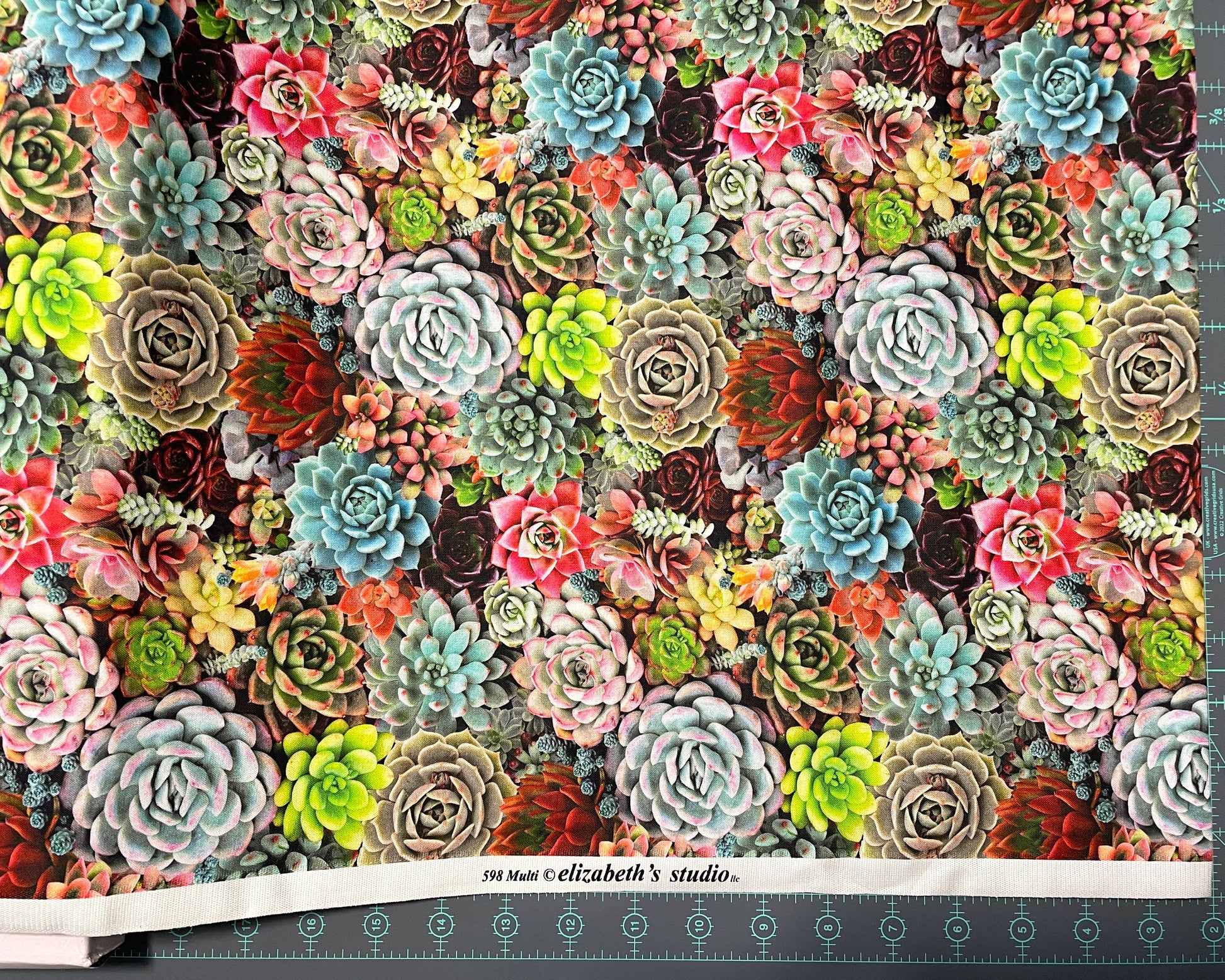 Succulent fabric by the yard - Elizabeth's Studio - 100% cotton - Succulent charm plant fabric plant material houseplants - SHIPS NEXT DAY