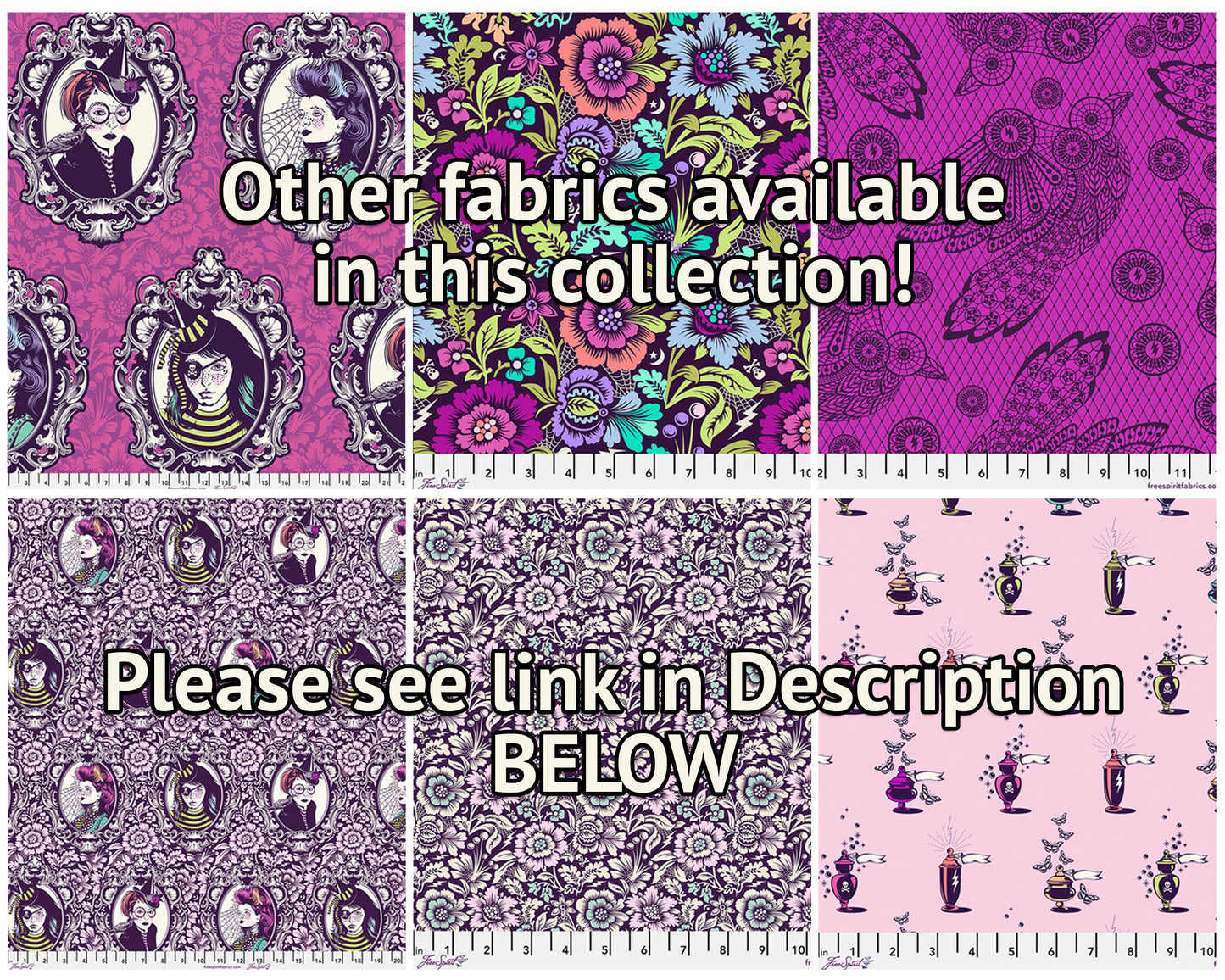 Tula Pink Nightshade Deja Vu - Raven Lace - 100% Cotton Fabric - FreeSpirit Fabrics - Ships TOMORROW