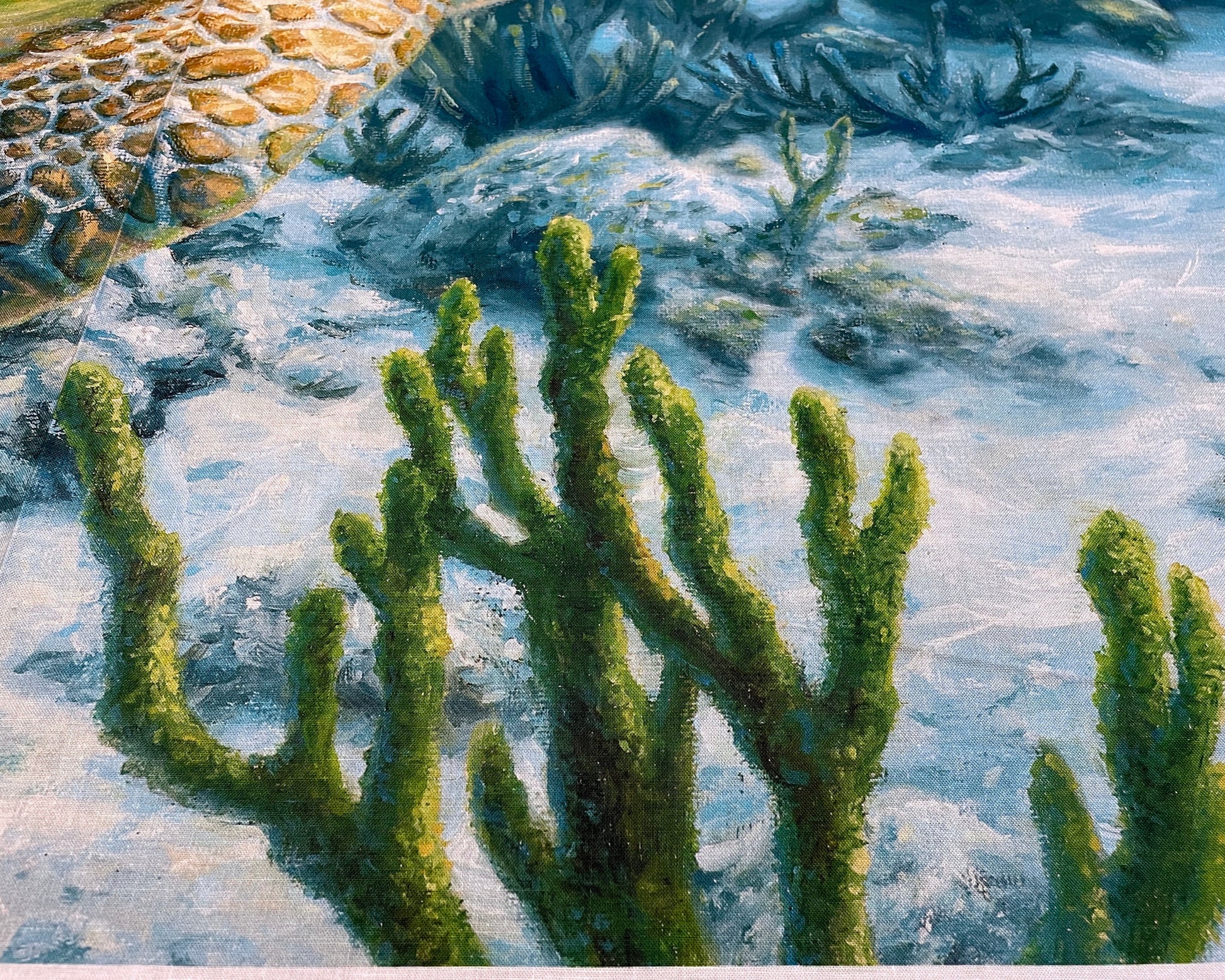 Turtle Fabric Panel - Ancient Mariner Digital Print - Measures 36" x 44" - 100% Woven Cotton - Ocean Panel Sea Life Scuba - SHIPS NEXT DAY