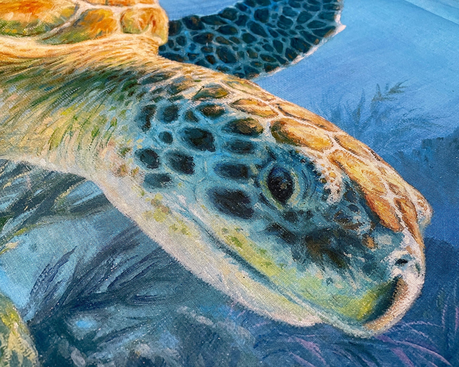 Turtle Fabric Panel - Ancient Mariner Digital Print - Measures 36" x 44" - 100% Woven Cotton - Ocean Panel Sea Life Scuba - SHIPS NEXT DAY