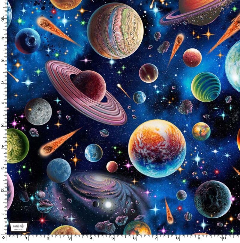 Planet Fabric - Distant Galaxies - Michael Miller - 100% Cotton - Solar System Material - Space Fabric - SHIPS NEXT DAY